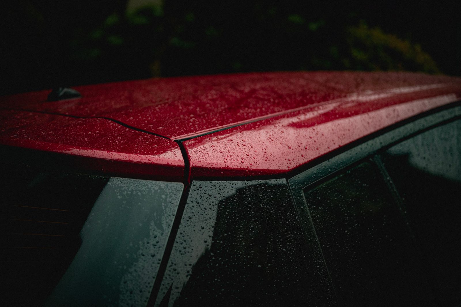 Water beading on a ceramic-coated car roof